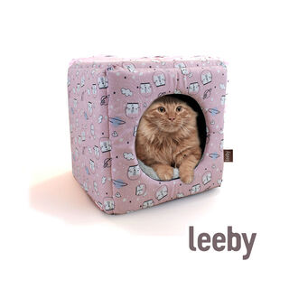 Leeby Cama com Estampado de Banda Desenhda Rosa para gatos